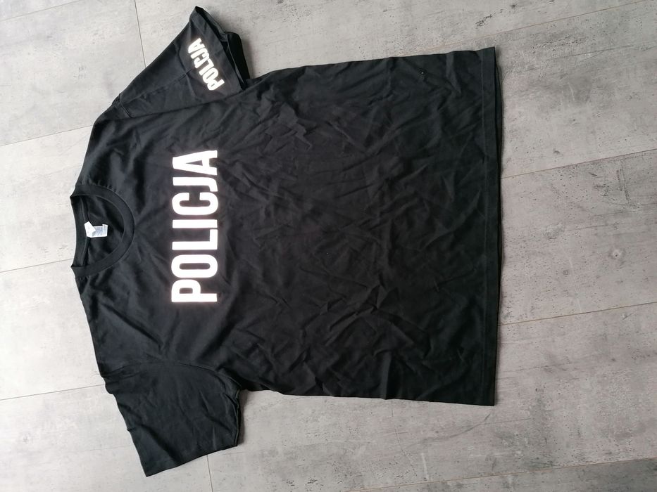 Czarna koszulka męska / damska Policja M jhk