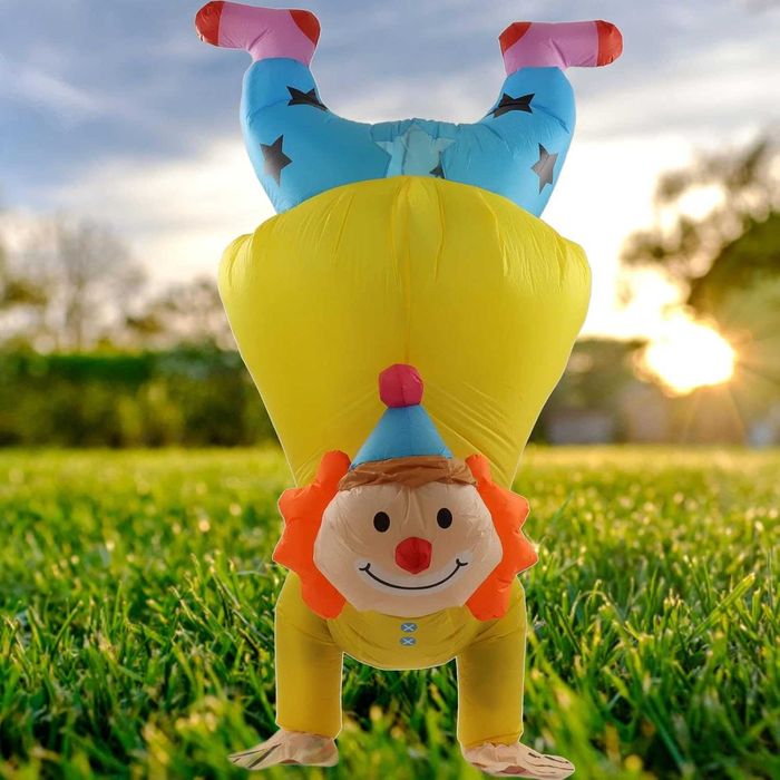 Nadmuchiwany kostium klauna imitacja stania na rękach urodziny impreza