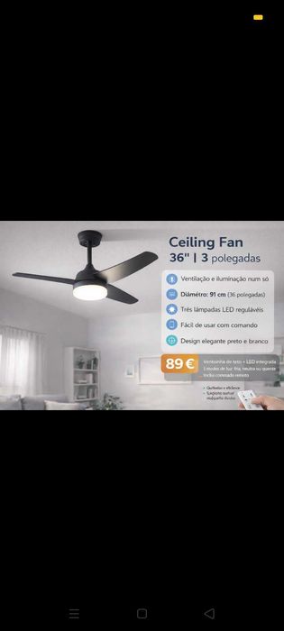 Ventoinha+Led. 89€. Oportunidades
