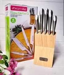 Набор ножей ( Новый) кухонных с подставкой 6 пр. Kamille 5130