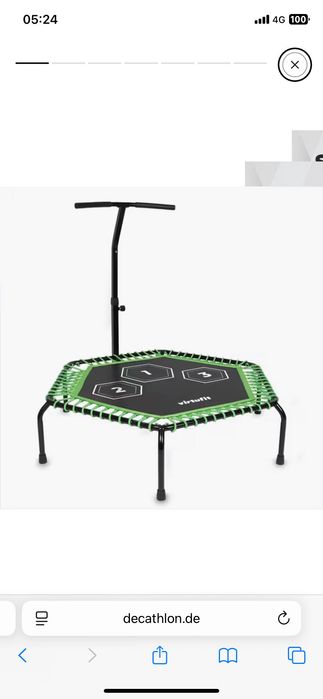 Trampolim Fitness à venda — VirtuFit Pro, 127cm com barra de apoio