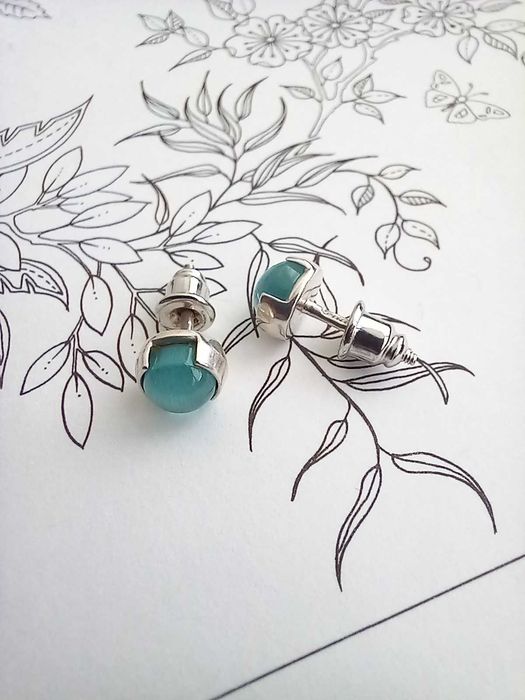 Сережки срібло 925 Котяче Око вінтаж з власної колекції