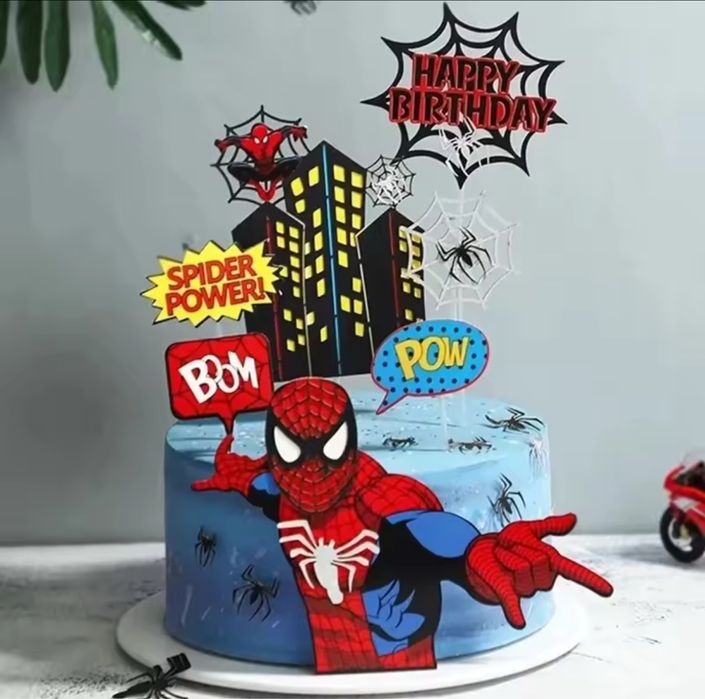 Декор з картону на торт людина павук спайдер топер на торт spiderman