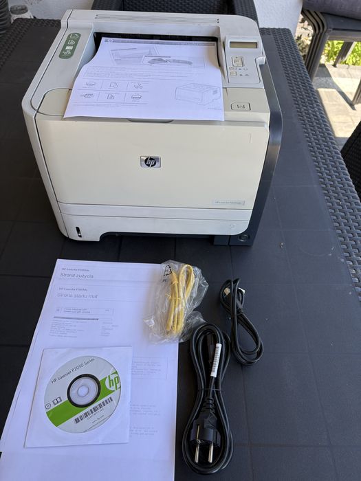 Drukarka laserowa HP LaserJet P2055dn sieciowa, duplex, toner 77%, komplet kabli