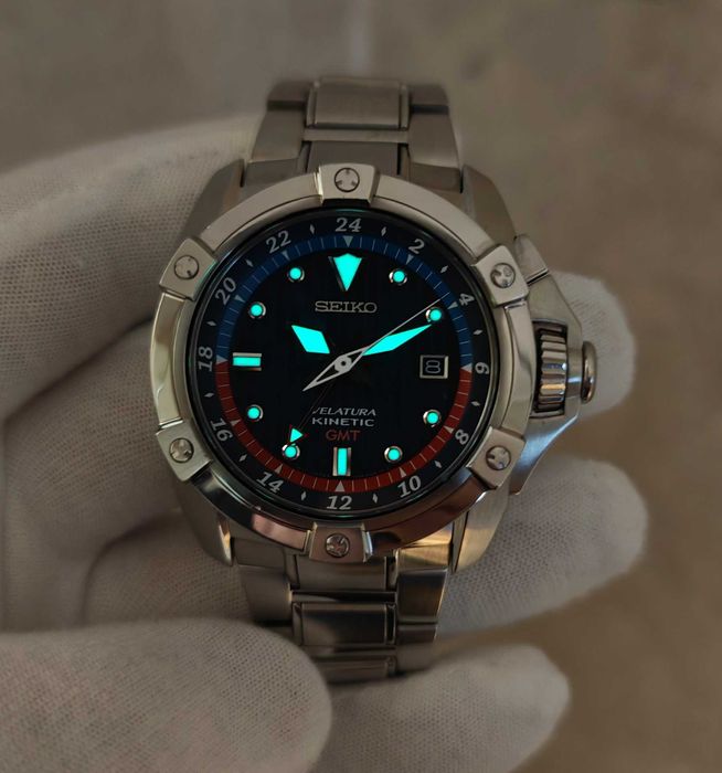 Чоловічий годинник Seiko Velatura Blue SUN011P1 Kinetic Sapphire GMT