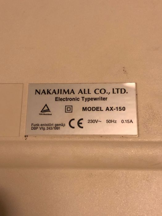Máquina de escrever electrica Nakajima AX-150 Vintage