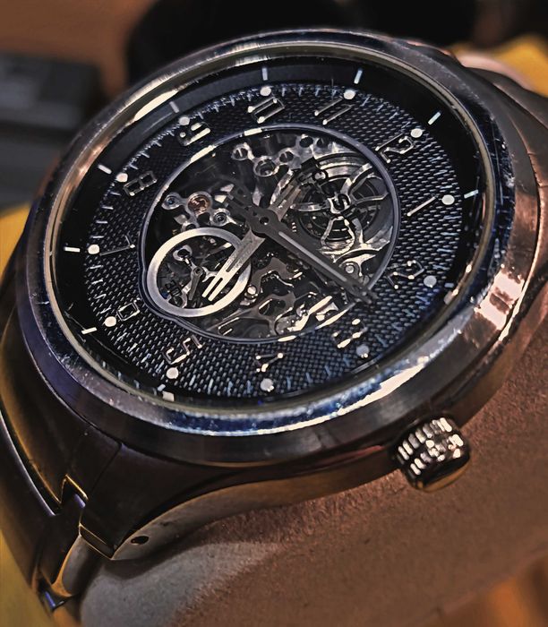 Men's Fossil Automatic Watch with Skeleton Black Dial (Model: ME3007)