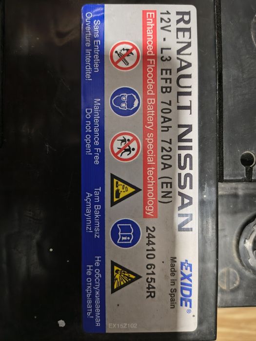 Oryginalny akumulator 12 V Renault Nissan EFB 70