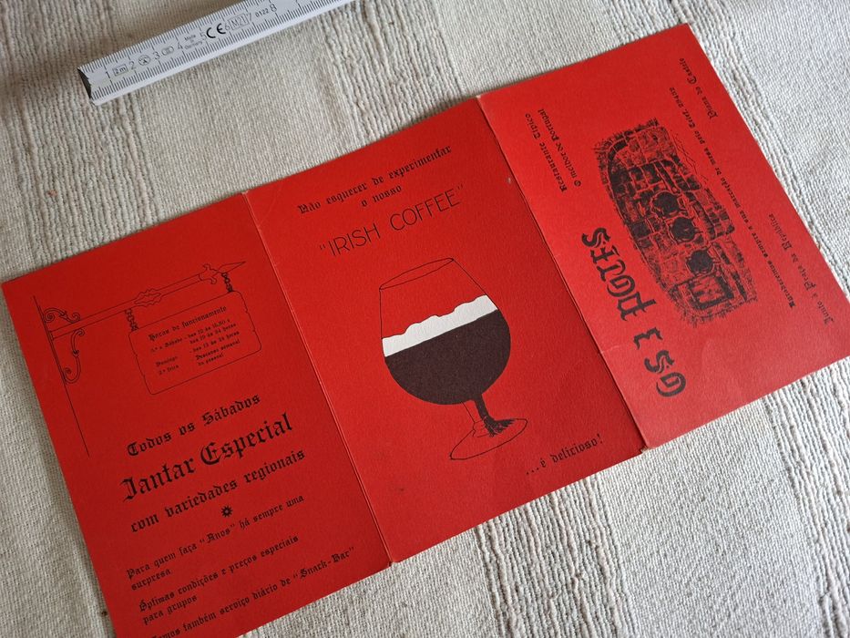 Restaurante Os 3 Potes Viana do Castelo antigo folheto menu de 1977