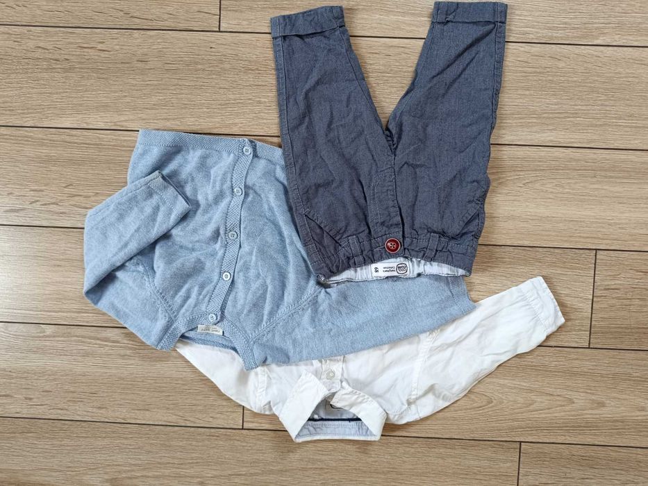 Elegancki zestaw dla chłopca koszula sweterek błękitny spodnie