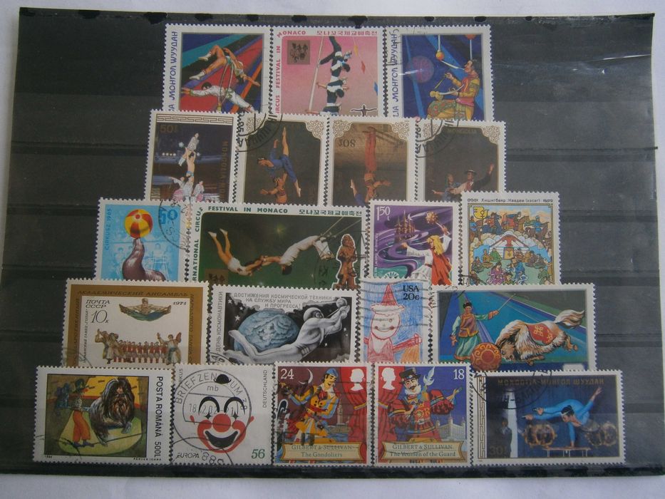 20 selos do tema Circo todos diferentes