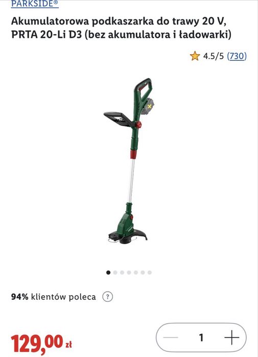 Podkaszarka akumulatorowa PARKSIDE