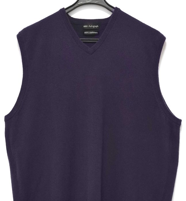 Męski Sweter Kamizelka Kaszmirowa Fiolet Marks & Spencer |R. XXL