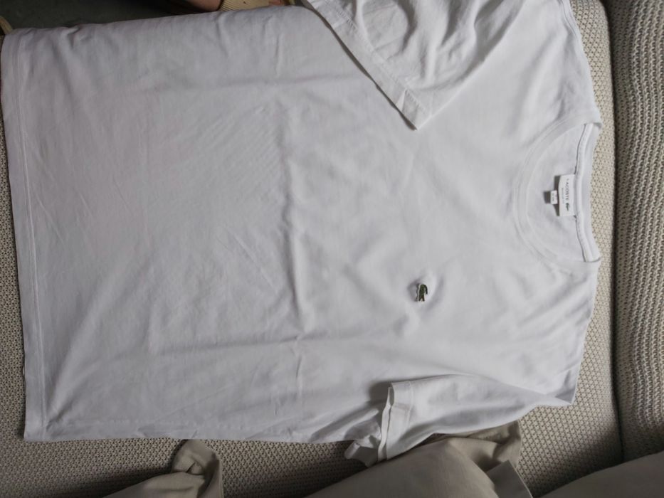 Lacoste piekna snieznobiala koszulka xxl