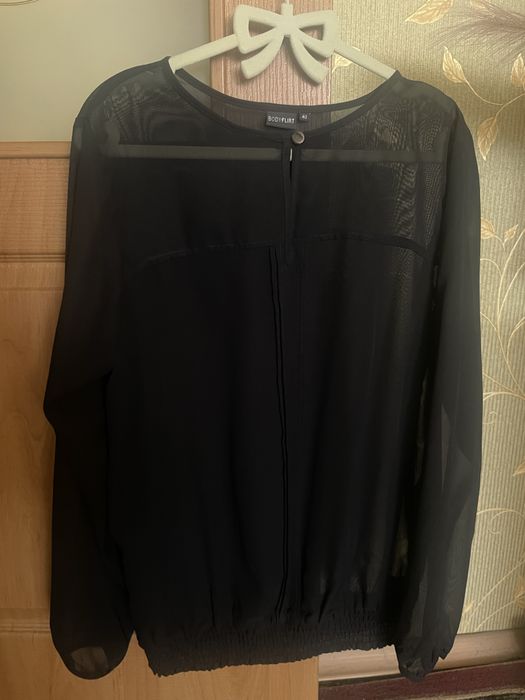 Блуза черная шифон батал bodyflirt