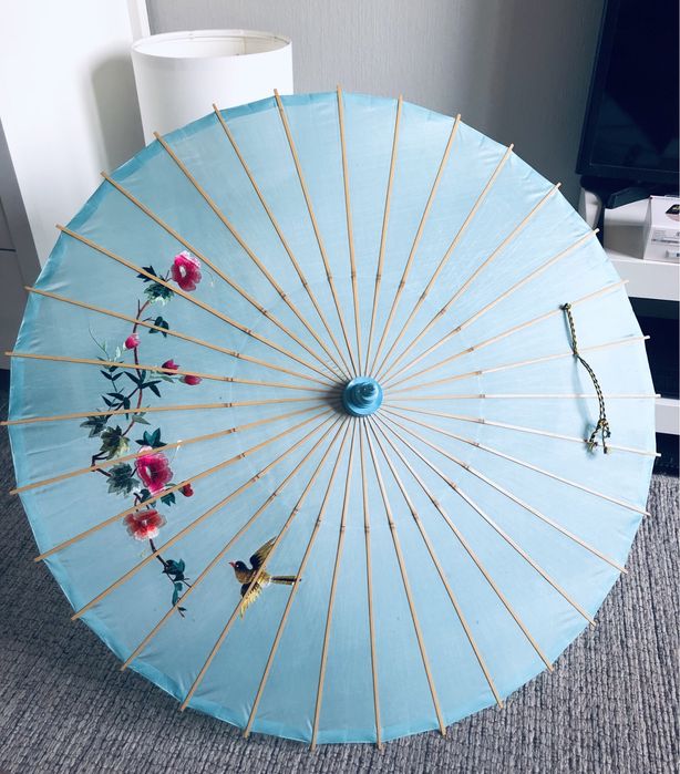 Parasolka przeciwsłoneczna Chiny lata 60 chińska retro vintage jedwab