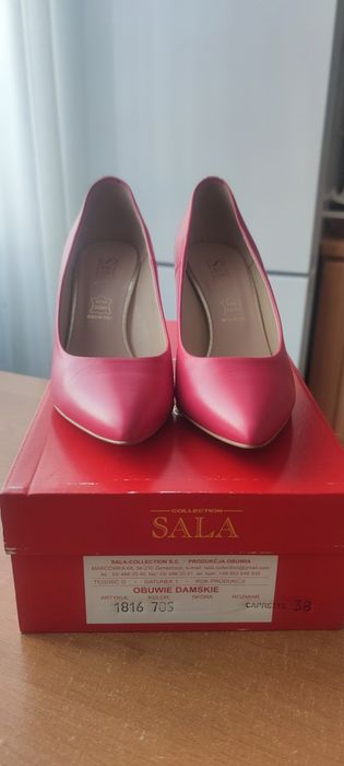 Różowe Szpilki fuksjowe buty Sala-Collection rozmiar 38