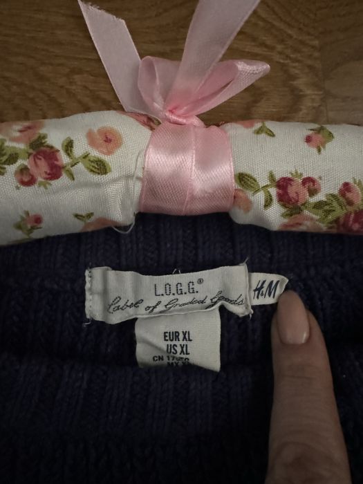 Gruby sweter H&M granat XL oversize