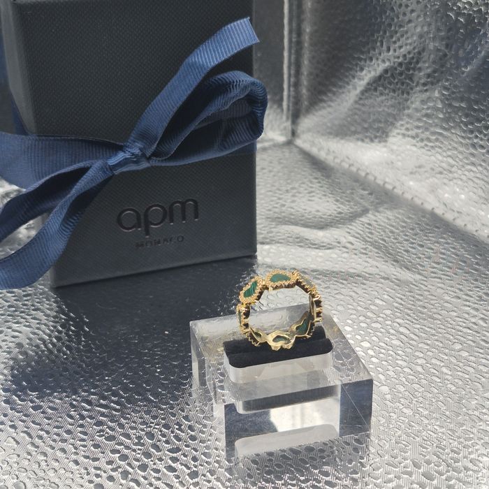 Anel APM Mónaco Corações verde/dourado