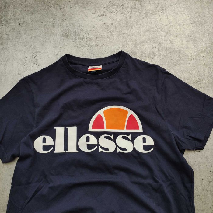 MĘSKA Koszulka Granatowa Duże Logo Ellesse Italia GYM Active CAsual