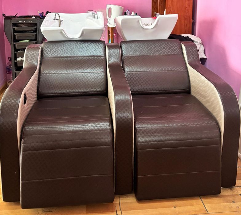 Cadeira de barbeiro +rampa de lavagem