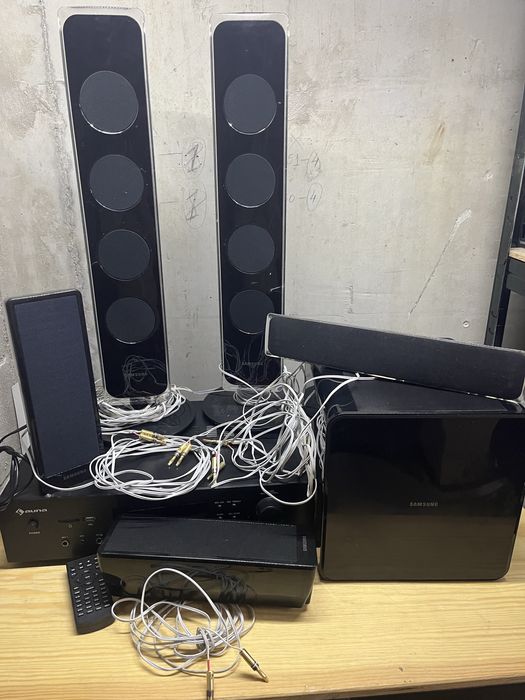 Sistema de som 5.1 colunas samsung amplificador auna