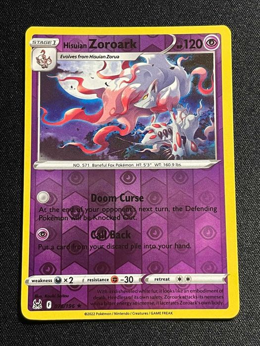 Carta Pokémon hisuian zoroark 76/196 Lost Origin