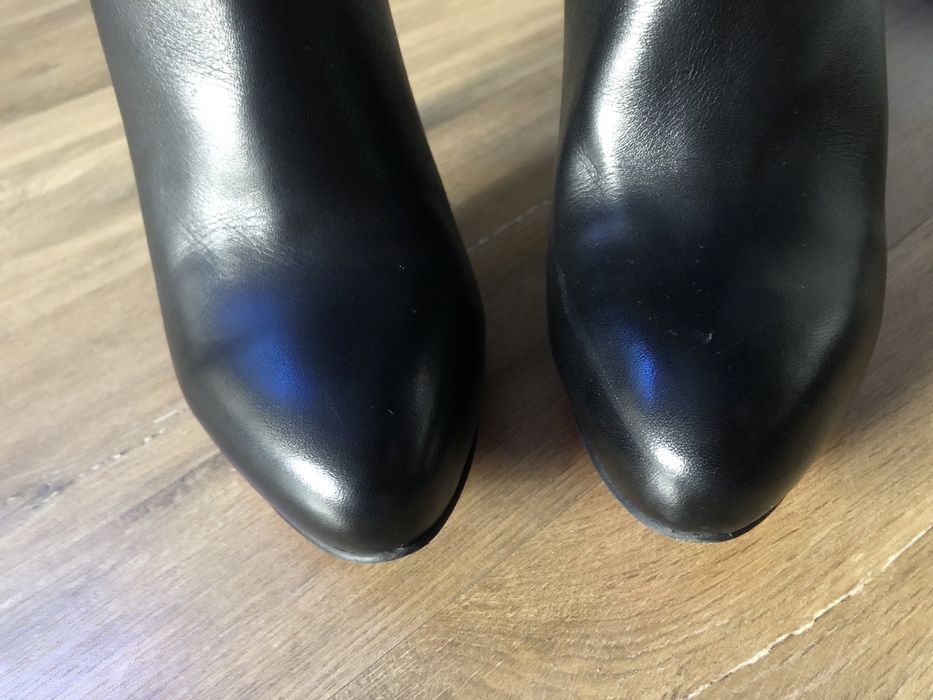 Buty Canhpol Bis skórzane kozaki obcas koturn