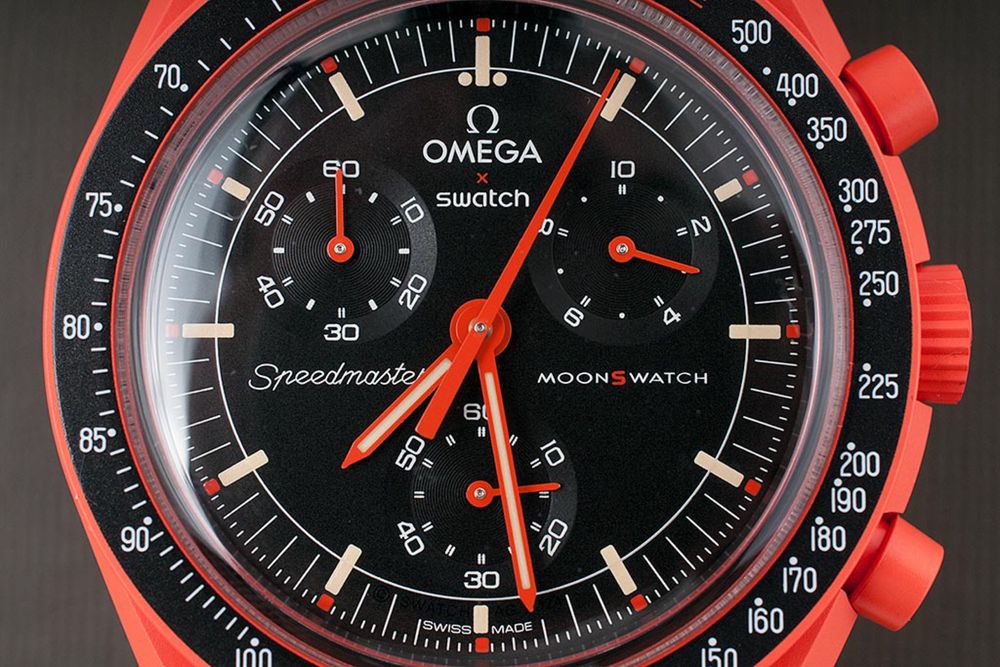 Omega X Swatch Mission on Earth Lava moonswatch омега свотч Лава кварцевий наручний чоловічий годинник