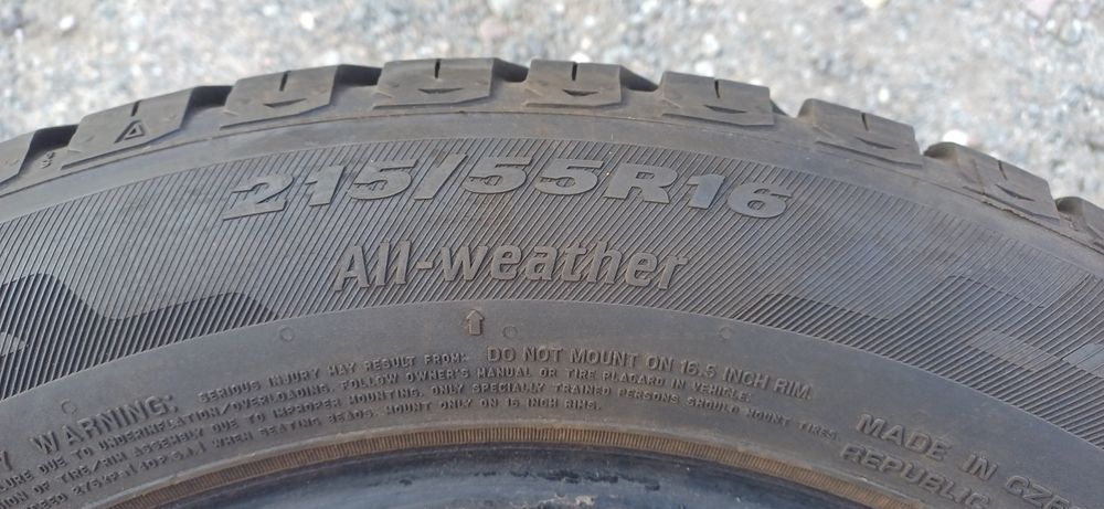 215/55R16 97V NEXEN , dwie używane opony wielosezonowe.