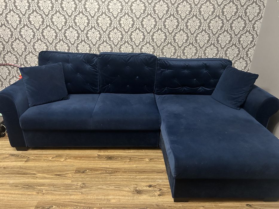 Narożnik welurowy granatowy black  red white