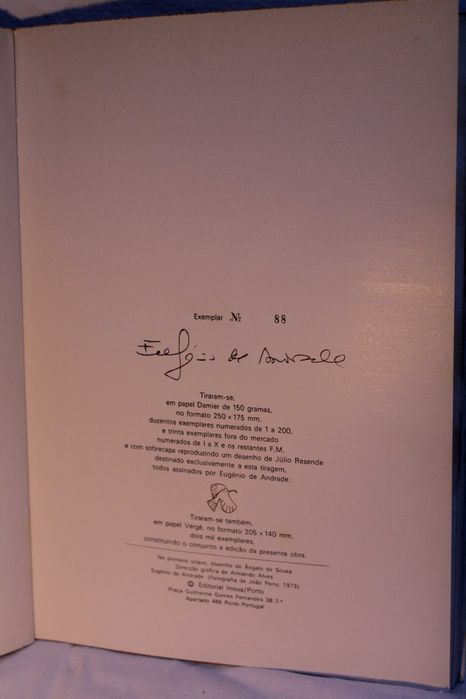 1ª edição de "Véspera de água" (1972), de Eugénio de Andrade