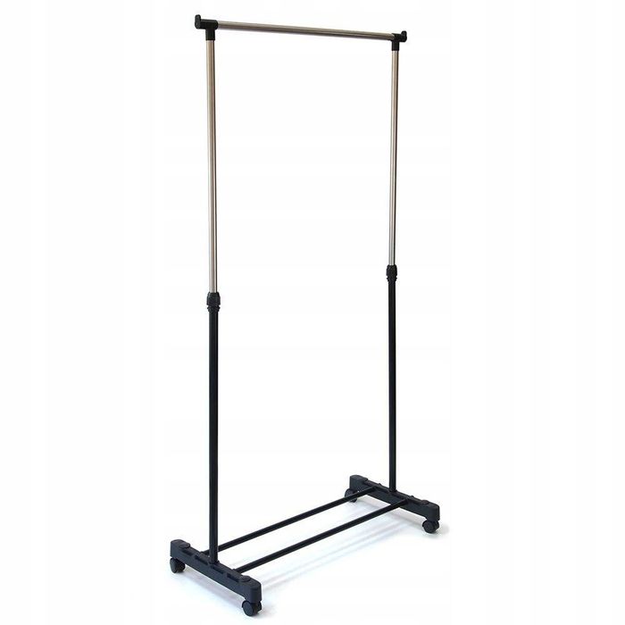 Wieszak na Ubrania Rozsuwany Stojący na Kółkach Czarny do Przedpokoju