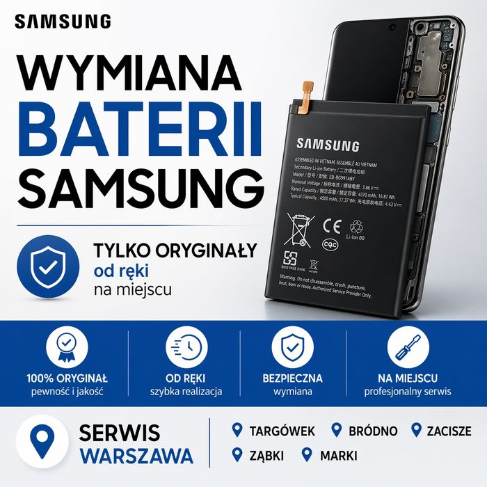 Wymiana baterii Samsung od ręki Warszawa tylko oryginały
