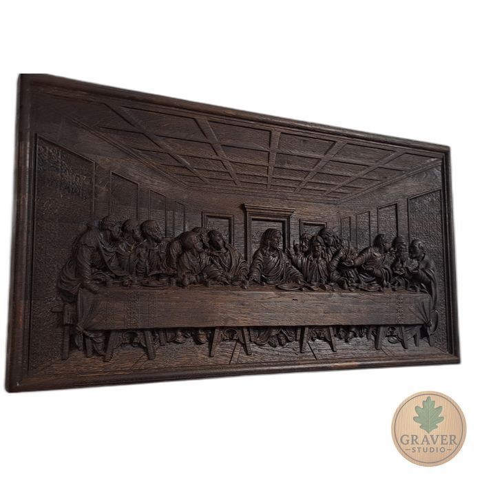 Płaskorzeźba w dębie - Ostatnia Wieczerza, prezent, pamiątka