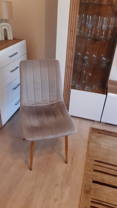 Krzesła welurowe złoto 6 szt zestaw