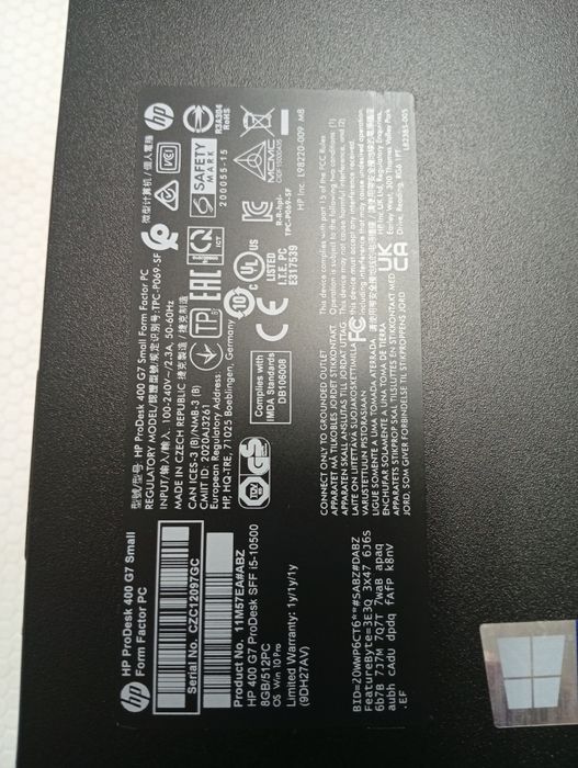 Computador HP Prodesk 400 G7 SFF I5 10500.
Processador	Inte