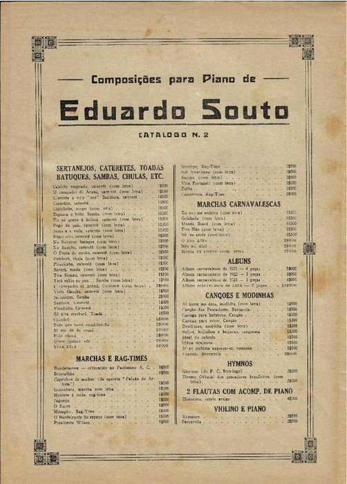 Partitura Histórica - Carnaval do Rio 1925