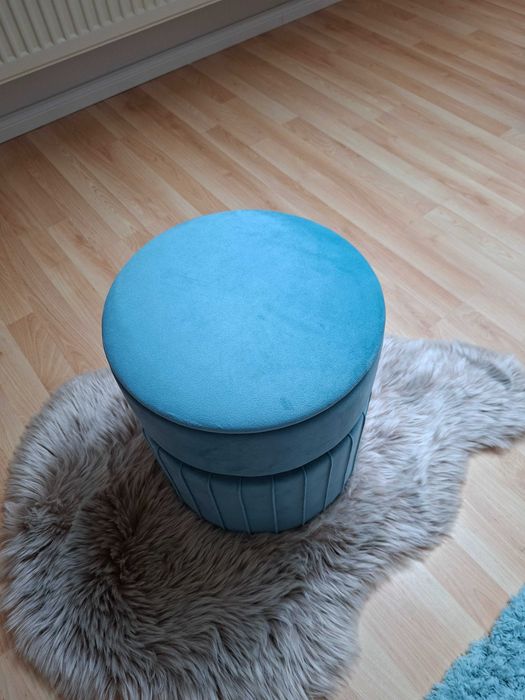 Pufa turkus złoto glamour 37x32