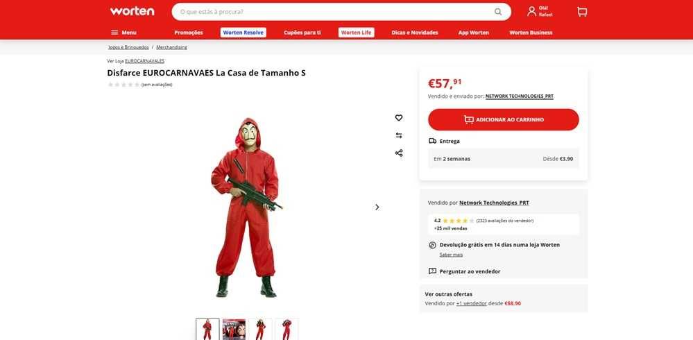 Eurocarnavales disfarse Casa de papel Tam S (755)
