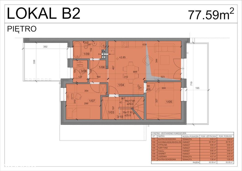 Mieszkanie - Tarnów - Krzyż - 77,59 m2