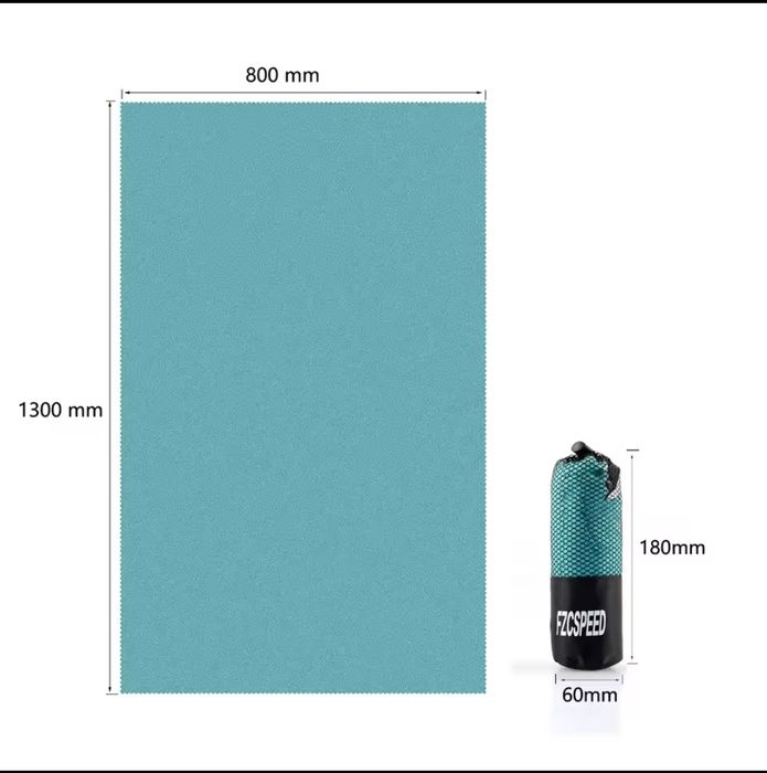 Швидковисихаючий похідний рушник 80х130 см бірюзовий