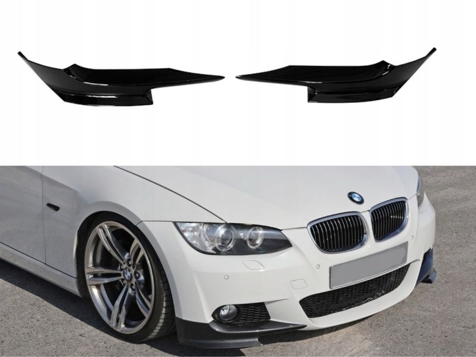 Zderzak przód dokładki Splittery Flapsy czarny połysk BMW e92 M-pakiet