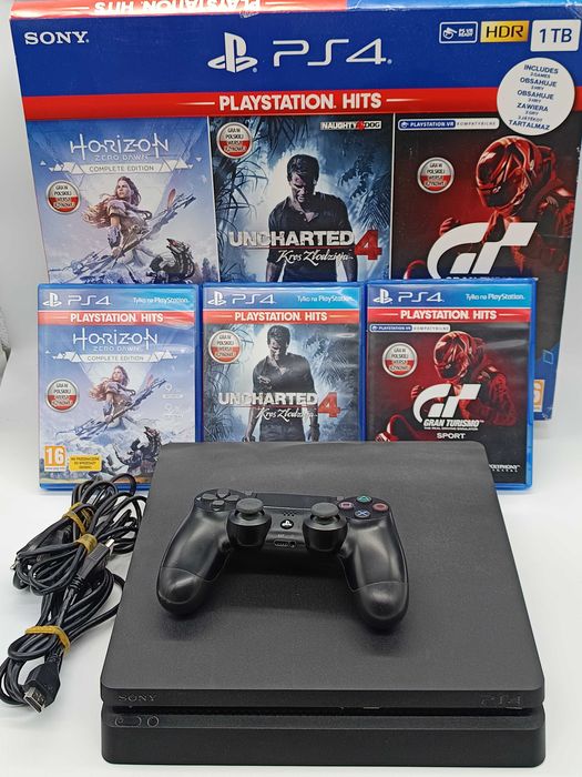 Konsola Sony PlayStation 4 PS4 Slim 1TB + pad + karton + 3 gry