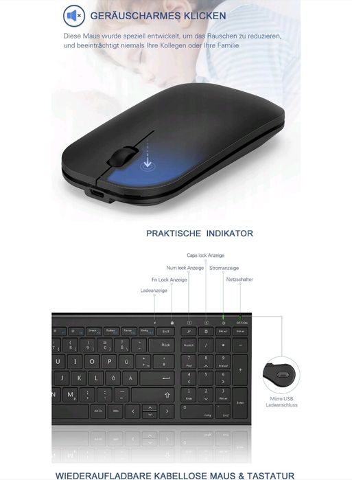 Klawiatura bezprzewodowa SEENDA + mysz