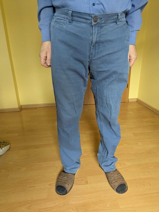 Spodnie Chino Livergy Niebieskie 56 (W40) Bardzo wygodne Stretch