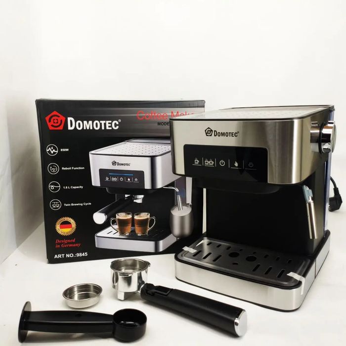 Кавоварка Domotec MS-136: 850 Вт, 15 бар, сенсорна панель, регулювання пари,підігрівання чашок кавомашина