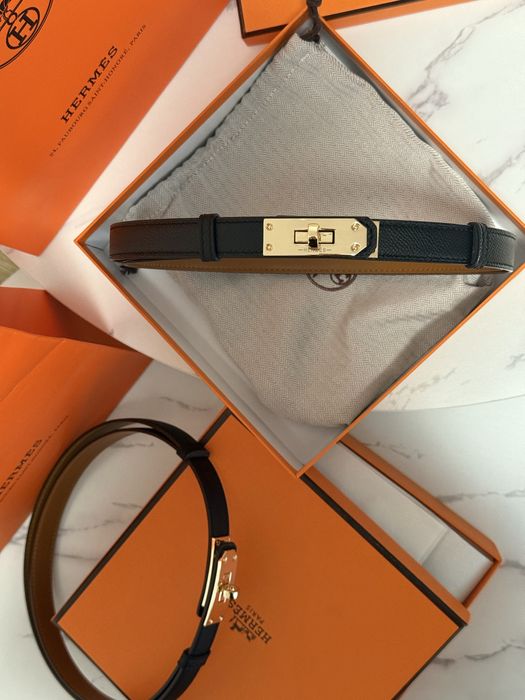 Pasek hermes, skora naturalna