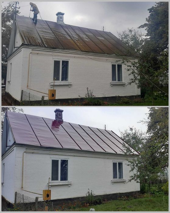 Фарбування оцинкованих дахів, металочерепиці, шиферу. Мийка бруківки