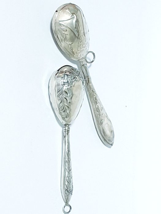 Antique Portuguese hallmarked baby rattles